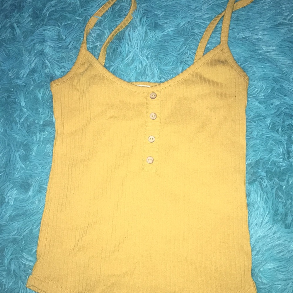 yellow knitted tank top